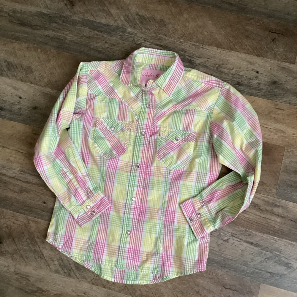 Plaid Kids Shirt in Pink and Yellow
